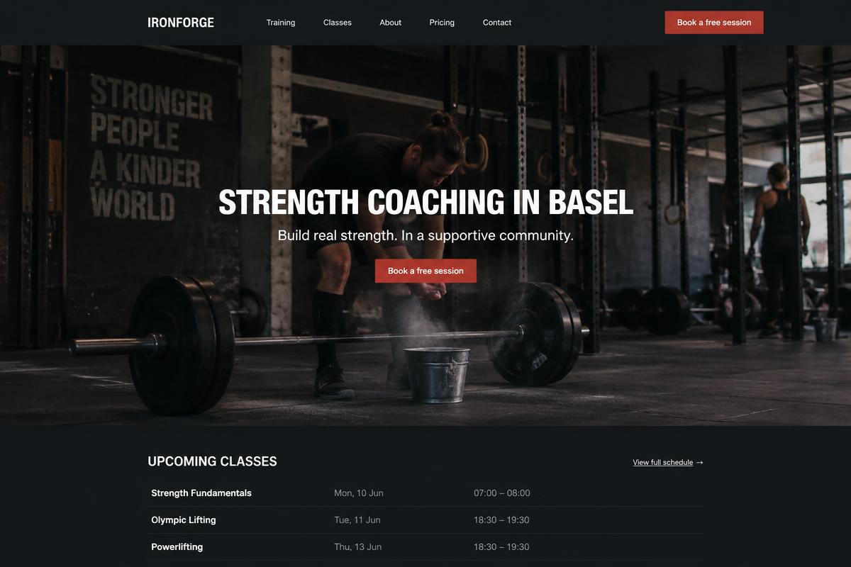 IronForge Fitness website design